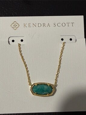 Kendra Scott Elisa Gold Green/Blue Stone Necklace 14k Gold Plated NWT